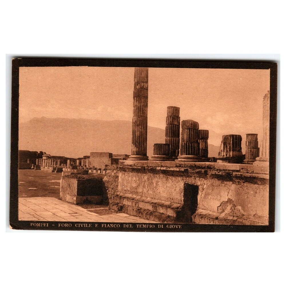 Pompeii Civil Forum Temple of Jupiter Rppc Postcard Vesuvius Italy c1910s